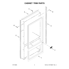 Cabinet Trim Parts Diagram and Parts List for KBBR336SPS00  KitchenAid Refrigerator