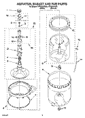 AGITATOR, BASKET AND TUB PARTS Diagram and Parts List for WTW5590SQ0  Whirlpool Washer