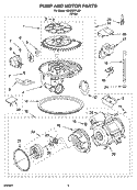 PUMP AND MOTOR PARTS Diagram and Parts List for GU630XTLQ1  Whirlpool Dishwasher