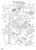 OVEN BODY Diagram and Parts List for RS386PXEB1  Whirlpool Range
