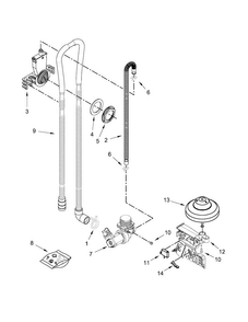 Fill, Drain And Overfill Parts Diagram and Parts List for WDF120PAFT0  Whirlpool Dishwasher