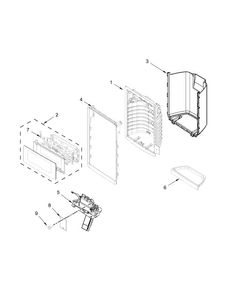 Dispenser Front Parts Diagram and Parts List for WRF736SDAM11  Whirlpool Refrigerator
