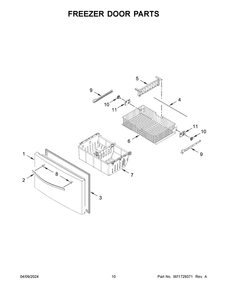 Freezer Door Parts Diagram and Parts List for WRF555SDFZ19  Whirlpool Refrigerator