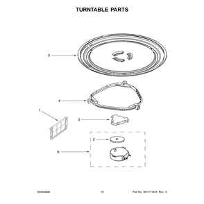 Turntable Parts Diagram and Parts List for YWMMS3130RB01  Whirlpool Microwave