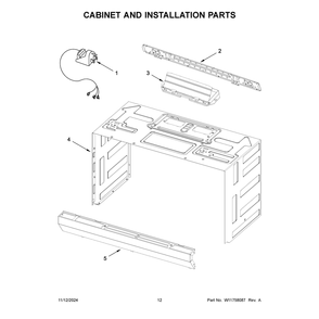 Cabinet And Installation Parts Diagram and Parts List for YKMMS130RPS00  KitchenAid Microwave