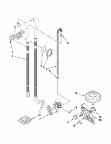 Fill, Drain And Overfill Parts Diagram and Parts List for 66513039K113  Kenmore Dishwasher