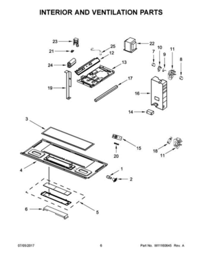 04 - Interior And Ventilation Parts Diagram and Parts List for WMH32519CB2  Whirlpool Microwave Oven Combo