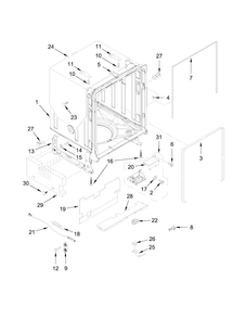 Tub And Frame Parts Diagram and Parts List for KDTM354ESS0  KitchenAid Dishwasher