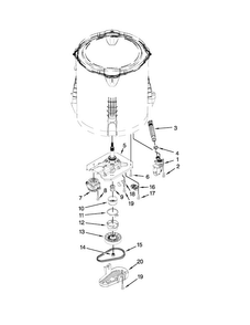 Gearcase, Motor And Pump Parts Diagram and Parts List for 7MWTW1799BQ0  Whirlpool Washer