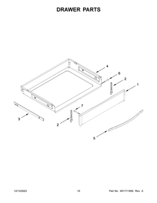 Drawer Parts Diagram and Parts List for WEG745H0LZ5  Whirlpool Range