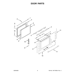 Door Parts Diagram and Parts List for WEGA25H0HZ7  Whirlpool Range