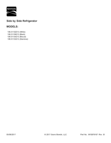 Cover Sheet Diagram and Parts List for 10651133213  Kenmore Refrigerator