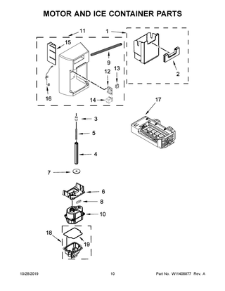 Motor And Ice Container Parts Diagram and Parts List for KRSF705HBS00  Whirlpool Refrigerator