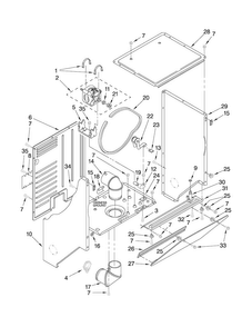 Dryer Cabinet And Motor Parts Diagram and Parts List for 11088752798  Kenmore Washer Dryer Combo