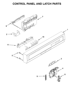 Control Panel And Latch Parts Diagram and Parts List for WDF331PAHW1  Whirlpool Dishwasher