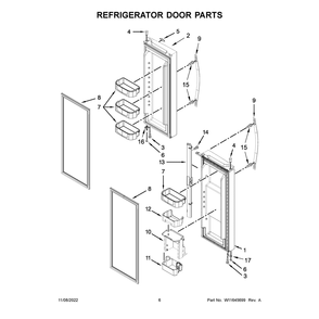 Refrigerator Door Diagram and Parts List for WRF560SEHZ03  Whirlpool Refrigerator