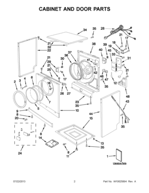 01 - CABINET AND DOOR PARTS Diagram and Parts List for YWED7500YW1  Whirlpool Dryer