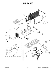 Unit Parts Diagram and Parts List for WRT138FFDB03  Whirlpool Refrigerator