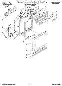 FRAME AND CONSOLE Diagram and Parts List for DU8950XB1  Whirlpool Dishwasher