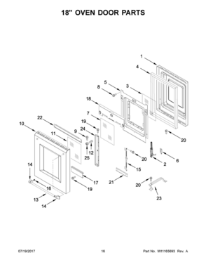 09 - 18" OVEN DOOR PARTS Diagram and Parts List for KDRS483VBU01  Whirlpool Range
