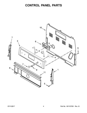 03 - Control Panel Parts Diagram and Parts List for WFE525S0HZ0  Whirlpool Range