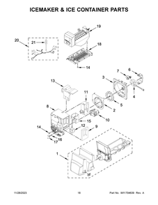 Icemaker And Ice Container Parts Diagram and Parts List for WRX735SDHW09  Whirlpool Refrigerator
