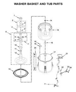Washer Basket And Tub Parts Diagram and Parts List for WGTLV27HW1  Whirlpool Washer Dryer Combo
