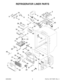 Refrigerator Liner Parts Diagram and Parts List for WRMF7736PV00  Whirlpool Refrigerator