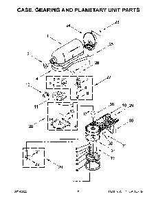 Case, Gearing And Planetary Unit Parts Diagram and Parts List for KSM192XDVB0  KitchenAid Mixer