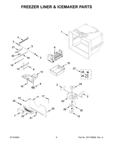 04 - Freezer Liner And Icemaker Parts Diagram and Parts List for MFC2062FEZ13  Whirlpool Refrigerator