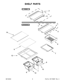Shelf Parts Diagram and Parts List for WRTX5328PM01  Whirlpool Refrigerator