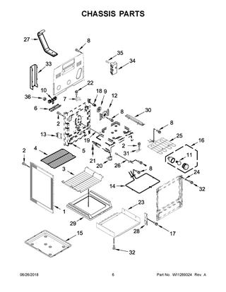 Chassis Parts Diagram and Parts List for KFEG500ESS3  Whirlpool Range