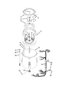 Basket And Tub Parts Diagram and Parts List for 11021392013  Kenmore Washer