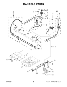 Manifold Parts Diagram and Parts List for WFGS3530RS0  Whirlpool Range