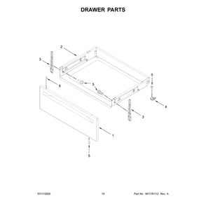 Drawer Parts Diagram and Parts List for WFES3330RB2  Whirlpool Range