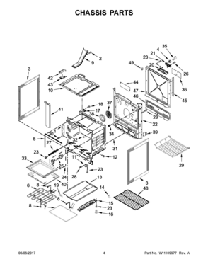 03 - CHASSIS PARTS Diagram and Parts List for WEE750H0HB0  Whirlpool Range