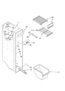 Freezer Liner Parts Diagram and Parts List for ED5LHGXNT00  Whirlpool Refrigerator