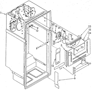 Liner Diagram and Parts List for ET18GKXSN03  Whirlpool Refrigerator