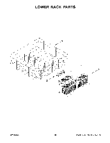Lower Rack Parts Diagram and Parts List for KDFE104KPS1  KitchenAid Dishwasher