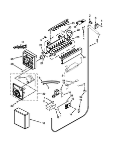 Icemaker Parts Diagram and Parts List for KSSO36FTX18  KitchenAid Refrigerator