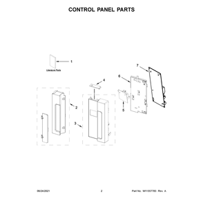 Control Panel Parts Diagram and Parts List for WML55011HW07  Whirlpool Microwave