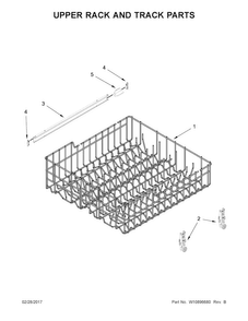 Upper Rack And Track Parts Diagram and Parts List for WDF110PABT5  Whirlpool Dishwasher