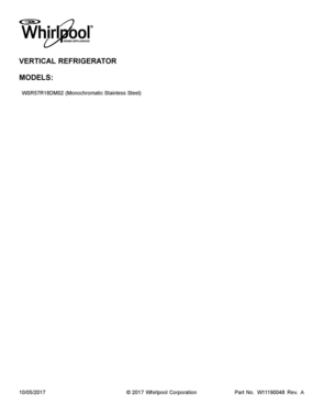 01 - COVER SHEET Diagram and Parts List for WSR57R18DM02  Whirlpool Refrigerator