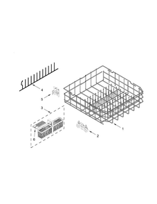 Lower Rack Parts Diagram and Parts List for KDFE204EWH0  KitchenAid Dishwasher