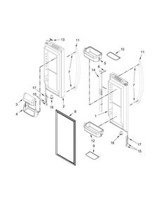 Refrigerator Door Parts Diagram and Parts List for KBFS25ECWH00  KitchenAid Refrigerator