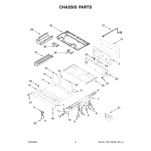Chassis Parts Diagram and Parts List for KFDC558JMH03  KitchenAid Range