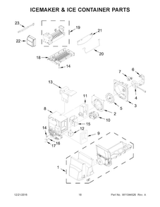 Icemaker And Ice Container Parts Diagram and Parts List for WRX735SDHB00  Whirlpool Refrigerator