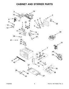 05 - Cabinet And Stirrer Parts Diagram and Parts List for KMBP107ESS21  Whirlpool Microwave