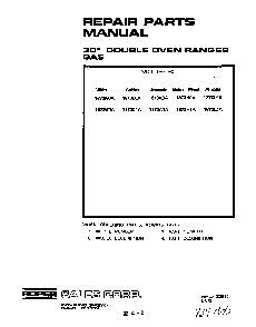 Cover Page-text Only Diagram and Parts List for 1873*1A  Roper Wall Oven