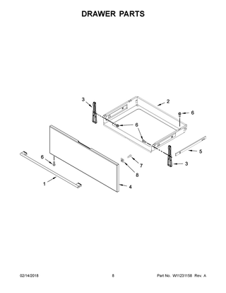 Drawer Parts Diagram and Parts List for IEL730CS2  Whirlpool Range